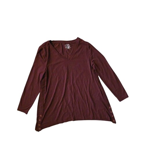 Chico's Size 2 Large Tunic Maroon Pima Cotton/Modal/Spandex Boho Lagen Look - Picture 1 of 5